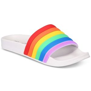 INC Rainbow Rubber Slide Slippers NWT